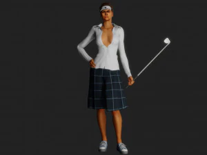 Garota com um taco de golfe Modelo 3D