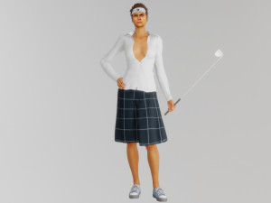Girl with a golf club Modelo 3D