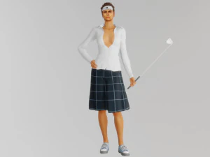 Garota com um taco de golfe Modelo 3D