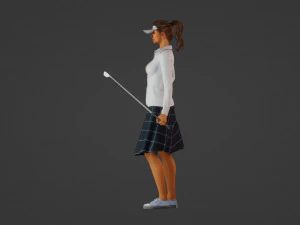 Garota com um taco de golfe Modelo 3D