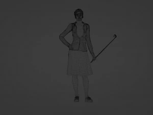 Garota com um taco de golfe Modelo 3D