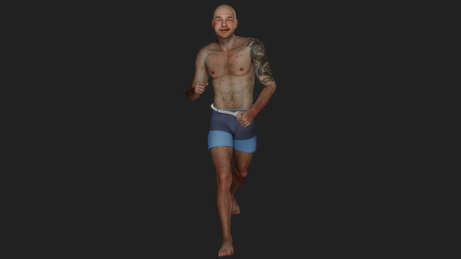 Lutador careca Modelo 3D .c4d .max .obj .3ds .fbx .stl .blend 