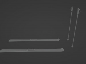 Skis and sticks 3D Model