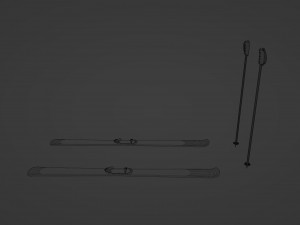 Skis and sticks 3D Model