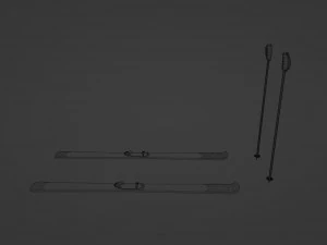 Skis and sticks 3D Model