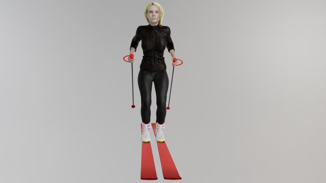 Girl skiing 3D Model .c4d .max .obj .3ds .fbx .stl .blend 