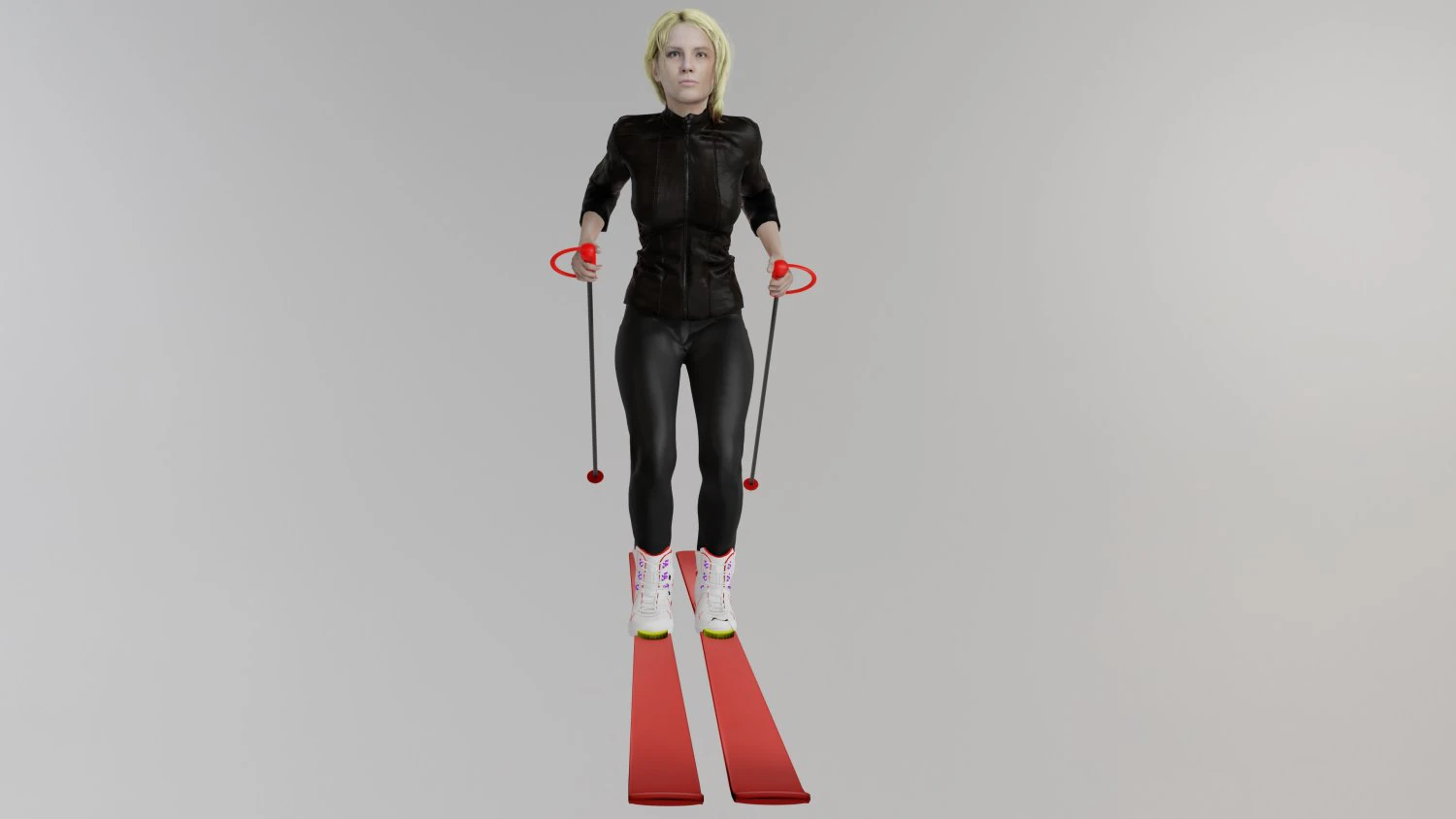 Girl skiing 3D Model .c4d .max .obj .3ds .fbx .stl .blend 