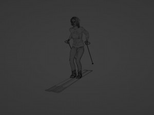 Girl skiing 3D Model