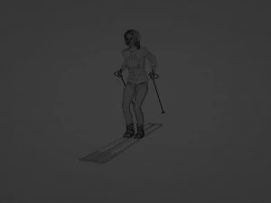 Girl skiing 3D Model