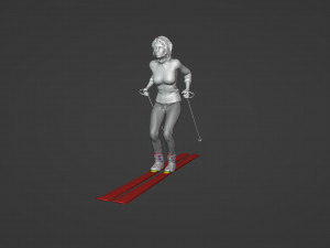Girl skiing 3D Model