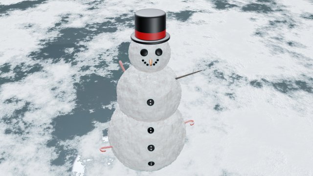 Snowman with a hat 3Dモデル .c4d .max .obj .3ds .fbx .stl .blend 