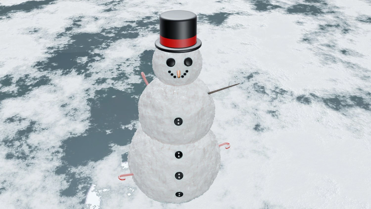 Snowman with a hat 3D Model .c4d .max .obj .3ds .fbx .stl .blend 