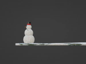 Snowman with a hat 3D Model
