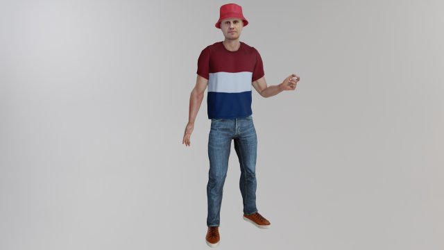 Young man in summer clothes 3D 模型 .c4d .max .obj .3ds .fbx .stl .blend 