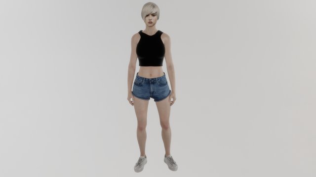 Young blonde woman in summer clothes Modelo 3D .c4d .max .obj .3ds .fbx .stl .blend 