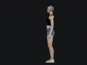 Young blonde woman in summer clothes Modelo 3D