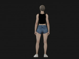 Young blonde woman in summer clothes Modelo 3D