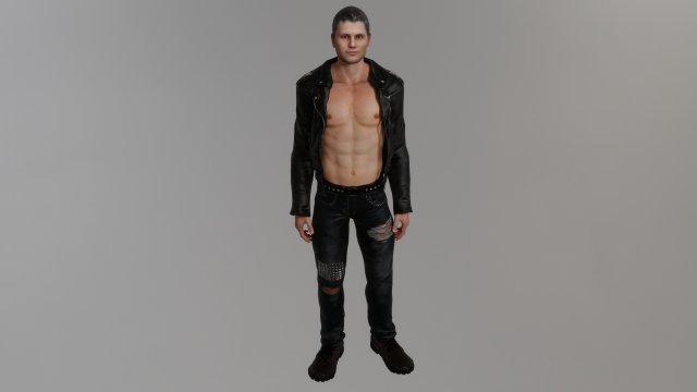 Brutal man in a jacket 3D 모델 .c4d .max .obj .3ds .fbx .stl .blend 