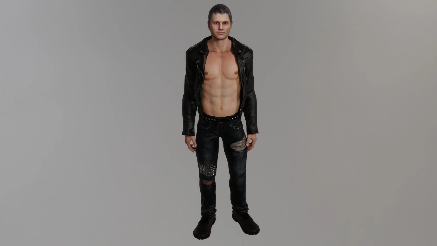 Brutal man in a jacket 3D Model .c4d .max .obj .3ds .fbx .stl .blend