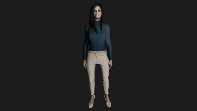 Nice girl with black hair 3D Model .c4d .max .obj .3ds .fbx .stl .blend 