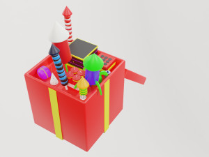 Box with holiday fireworks 3D Model