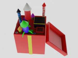 Box with holiday fireworks 3D Model