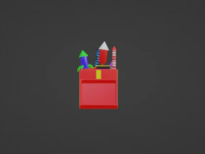Box with holiday fireworks 3D Model