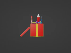 Box with holiday fireworks 3D Model
