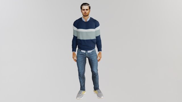 Handsome guy in a sweater 3Dモデル .c4d .max .obj .3ds .fbx .stl .blend 