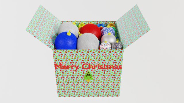 Box with Christmas balls 3D 모델 .c4d .max .obj .3ds .fbx .stl .blend 