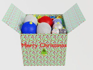 Box with Christmas balls 3D Model