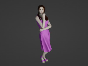 Pale girl in a pink dress Model 3D