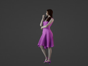 Pale girl in a pink dress Model 3D