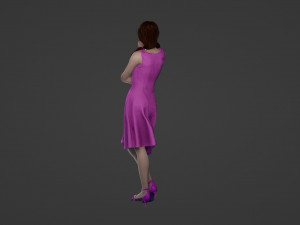 Pale girl in a pink dress Model 3D