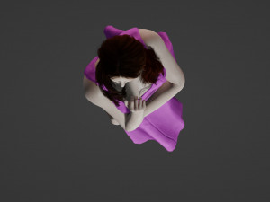 Pale girl in a pink dress Model 3D