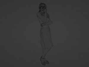 Pale girl in a pink dress Model 3D