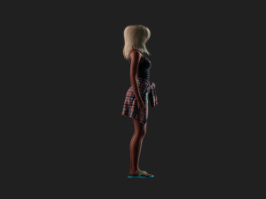 Serious blonde woman in summer clothes Modelo 3D