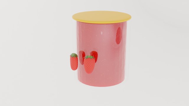 Strawberries next to a jar of jam Modello 3D .c4d .max .obj .3ds .fbx .stl .blend 