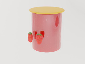 Strawberries next to a jar of jam 3D 模型