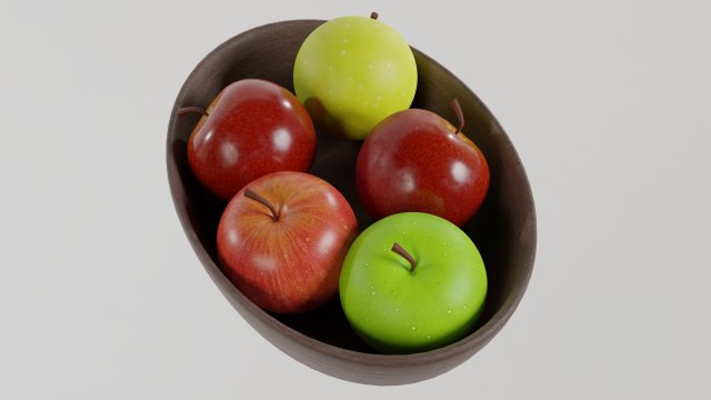 Apples in a bowl 3Dモデル .c4d .max .obj .3ds .fbx .stl .blend 