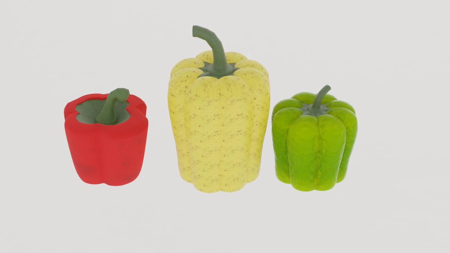 Three sweet peppers 3D Model .c4d .max .obj .3ds .fbx .stl .blend 