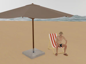 Człowiek na plaży Model 3D