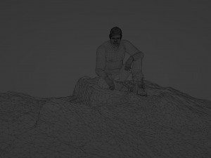 Sad man sitting on a stone Modelo 3D