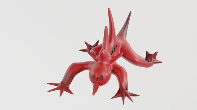 Crawling red monster lizard 3D 모델 .c4d .max .obj .3ds .fbx .stl .blend 