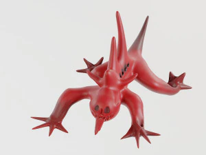 爬行的红色怪物蜥蜴 3D 模型