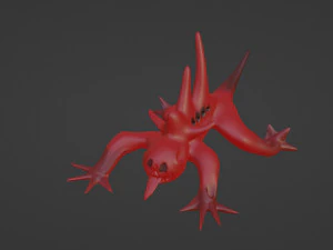 Lagarto monstro vermelho rastejante Modelo 3D