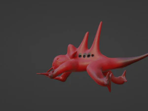 Lagarto monstro vermelho rastejante Modelo 3D