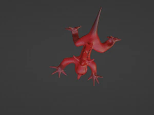 Lagarto monstro vermelho rastejante Modelo 3D