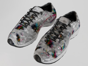 Gray sneakers with paint splashes Modelo 3D