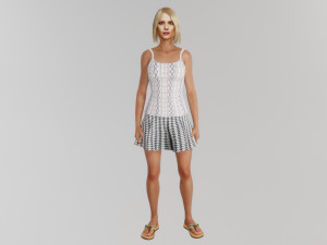 Beautiful blonde woman in summer clothes Modelo 3D